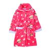 Cozy Flannel Cow Self Tie Lapel Robe Pajamas for Girls Winter Bath Homewear