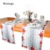 Muwago Christmas Stars Printing Resists Shrinkage Wrinkles Table Runner Firmer Literary Romance Christmas Party Table Decoration