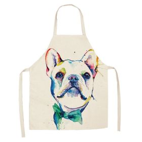 Cartoon Cute Dog Printed Cotton And Linen Apron Kitchen Home Cleaning Parent-child Sleeveless Coverall Generation Hair (Option: W 14015-47x38cm)