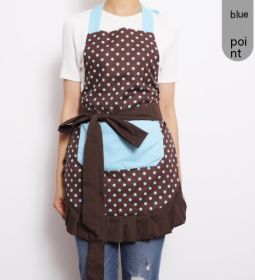 Printed Apron Antifouling Supermarket Overalls Women's Kitchen (Option: Coffee Background Blue Dots-Adult Style)