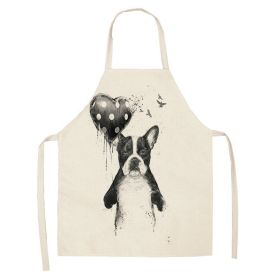 Cartoon Cute Dog Printed Cotton And Linen Apron Kitchen Home Cleaning Parent-child Sleeveless Coverall Generation Hair (Option: W 1405-47x38cm)