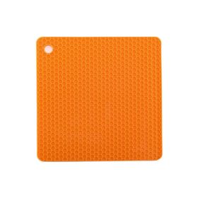 Non-Slip Honeycomb Kitchen Table Pad Multi-Purpose Hot Pads, Spoon Rest Heat Insulation Pad (Color: Orange)