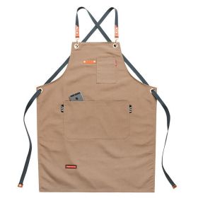 Denim Canvas Apron Restaurant Baking Barber Men's And Women's Work Clothes (Option: Khaki-Adult Style Length 75CM)