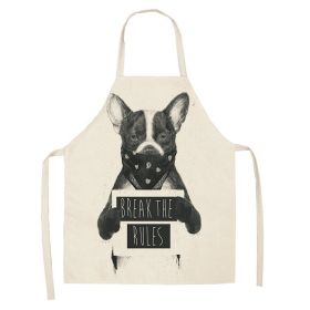 Cartoon Cute Dog Printed Cotton And Linen Apron Kitchen Home Cleaning Parent-child Sleeveless Coverall Generation Hair (Option: W 1404-47x38cm)