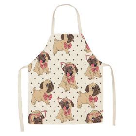 Cartoon Cute Dog Printed Cotton And Linen Apron Kitchen Home Cleaning Parent-child Sleeveless Coverall Generation Hair (Option: W 14024-68X55cm)