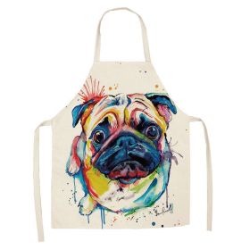 Cartoon Cute Dog Printed Cotton And Linen Apron Kitchen Home Cleaning Parent-child Sleeveless Coverall Generation Hair (Option: W 14018-68X55cm)